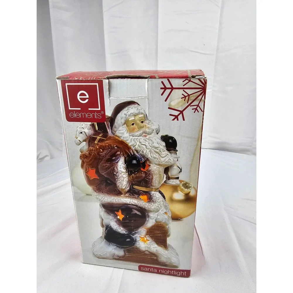 Elements Santa Claus Night Light Figurine Porcelain With Box Christmas Decor‎